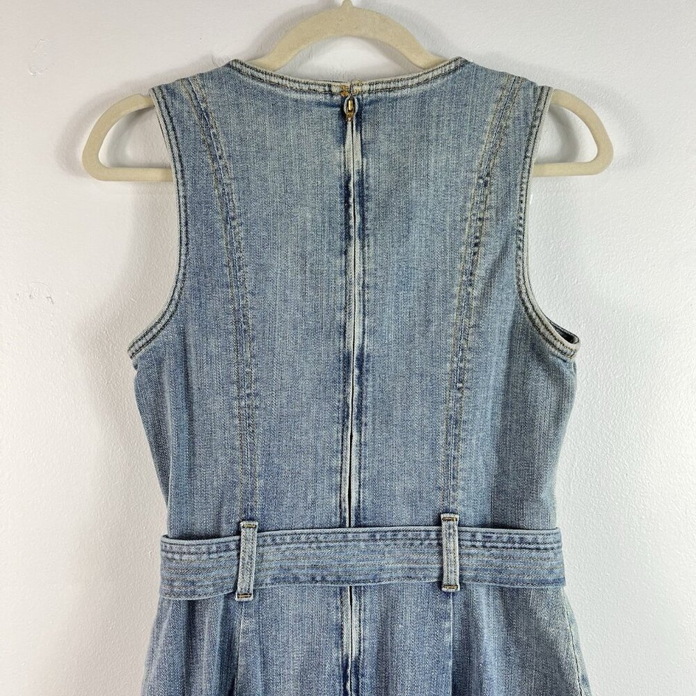 7 For All Mankind Denim Patch Pocket Mini Dress Size Small Belted Festival Party - Picture 6 of 15